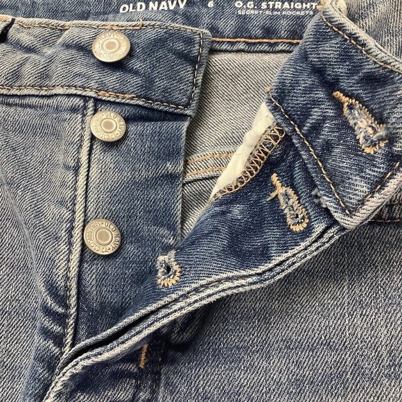 NWT Old Navy High Rise OG Straight Button-Fly Blue Jeans Womens Size 6 - Picture 4 of 10